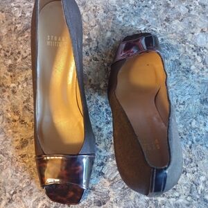 Stuart Weitzman Women's Peep Toe Canvas&Patent Leather.Pumps Size 8M (196)